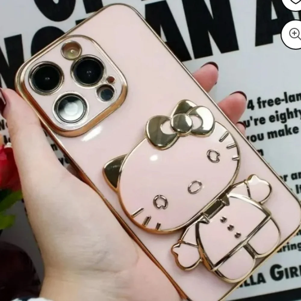 HELLO KITTY Mobile Ph Holder Back Sticker Foldable/Rotatable Makeup Mirror, NIP - Picture 4 of 11